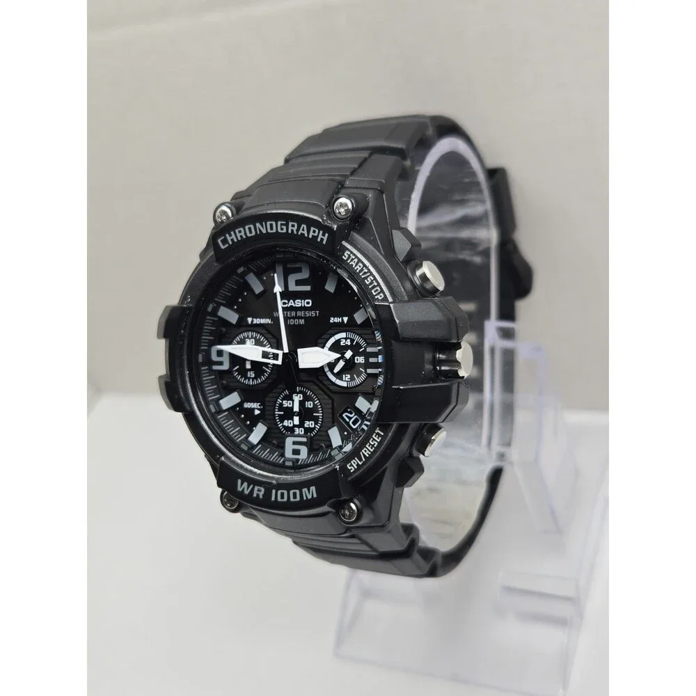 Casio Mens Black 50mm Chronograph Date 100M Sports Watch New Battery